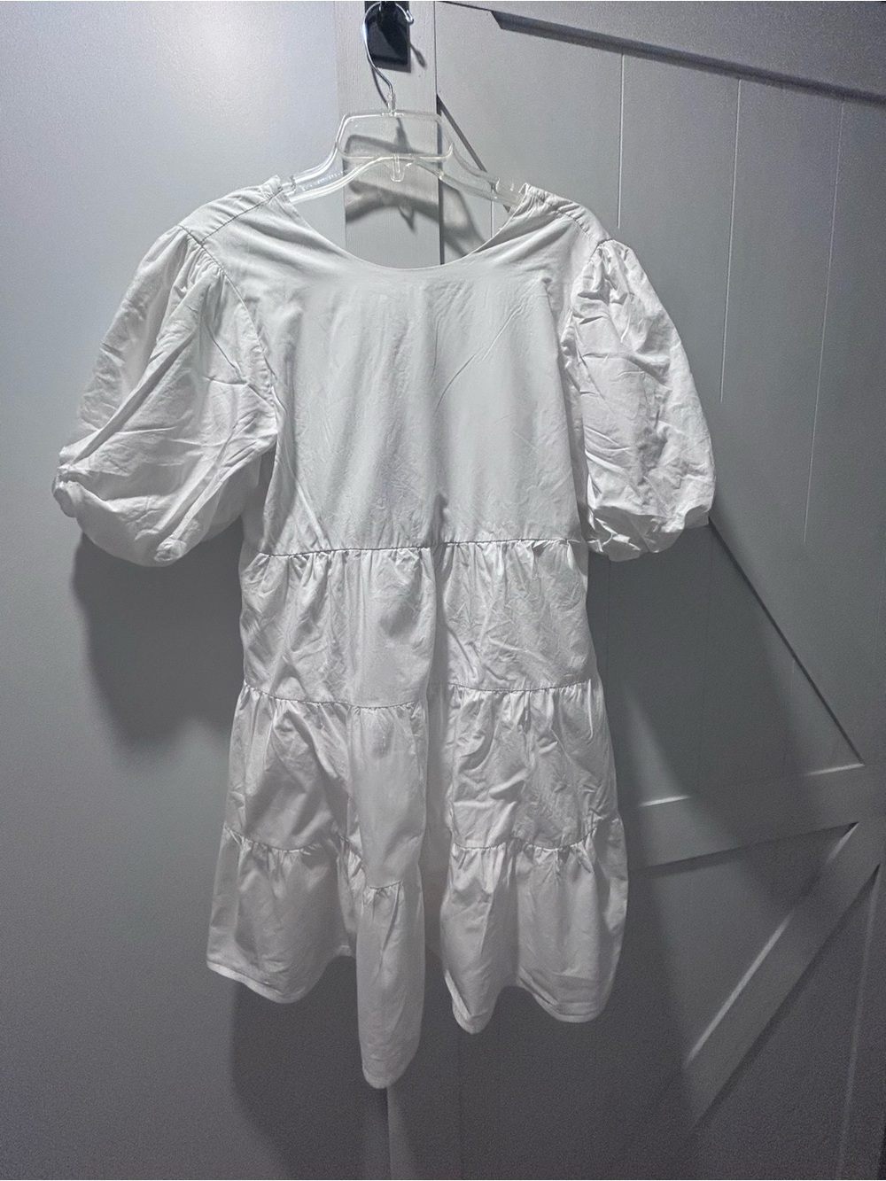 Faithfull the Brand White Tiered Puff Sleeve Mini Dress US Size 4 or Small